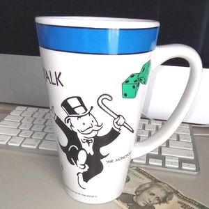 1999 Monopoly Boardwalk 6" Ceramic Coffee Mug Tea Cup Hasbro Board Game Vintage